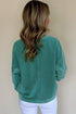 Distressed Raw Edge Split Neck Pullover Sweatshirt