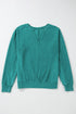 Distressed Raw Edge Split Neck Pullover Sweatshirt