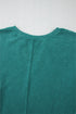Distressed Raw Edge Split Neck Pullover Sweatshirt