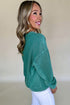 Distressed Raw Edge Split Neck Pullover Sweatshirt