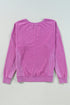 Distressed Raw Edge Split Neck Pullover Sweatshirt