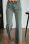 Distressed Raw Edge Wide Leg Denim Jeans