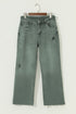Distressed Raw Edge Wide Leg Denim Jeans