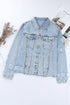 Distressed Raw Hem Button Front Denim Shacket