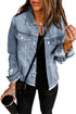 Distressed Raw Hem Button Front Denim Shacket