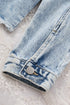 Distressed Raw Hem Button Front Denim Shacket