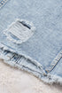 Distressed Raw Hem Button Front Denim Shacket