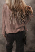 Distressed Ribbed Knit Button Front V Neck Cardigan