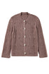 Distressed Ribbed Knit Button Front V Neck Cardigan
