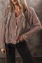 Distressed Ribbed Knit Button Front V Neck Cardigan