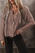 Distressed Ribbed Knit Button Front V Neck Cardigan