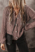 Distressed Ribbed Knit Button Front V Neck Cardigan