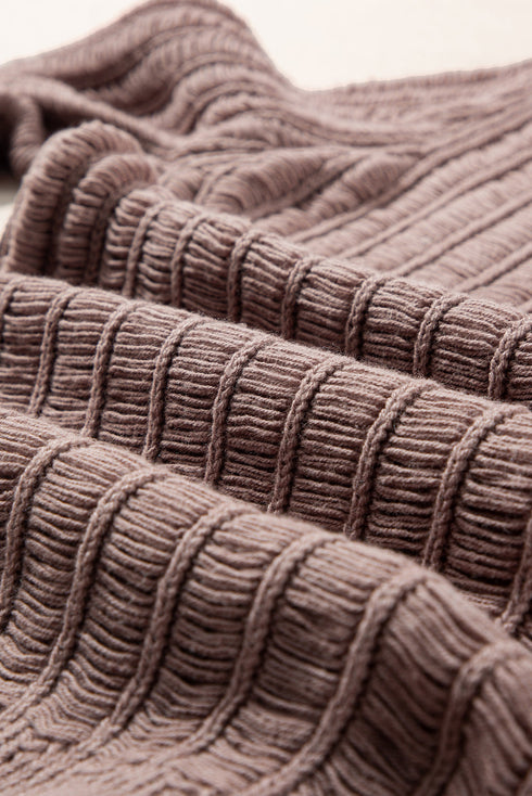 Distressed Ribbed Knit Button Front V Neck Cardigan