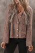 Distressed Ribbed Knit Button Front V Neck Cardigan