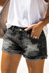 Distressed Ripped Rolled Hem Denim Shorts