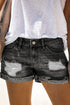 Distressed Ripped Rolled Hem Denim Shorts