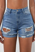 Distressed Ripped Rolled Hem Denim Shorts