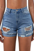 Distressed Ripped Rolled Hem Denim Shorts