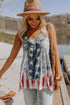 Distressed Star And Stripe Print Sleeveless Swing Tank
