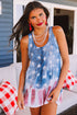 Distressed Star And Stripe Print Sleeveless Swing Tank