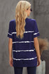 Distressed Stripe Print Short Sleeve Crew Neck Tee