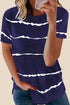 Distressed Stripe Print Short Sleeve Crew Neck Tee