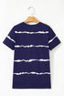 Distressed Stripe Print Short Sleeve Crew Neck Tee