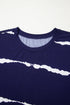 Distressed Stripe Print Short Sleeve Crew Neck Tee