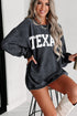 Distressed Texas Graphic Corded Oversized Crewneck Sweatshirt