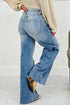 Distressed Tummy Control Raw Hem Stretch Denim Jeans