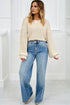 Distressed Tummy Control Raw Hem Stretch Denim Jeans