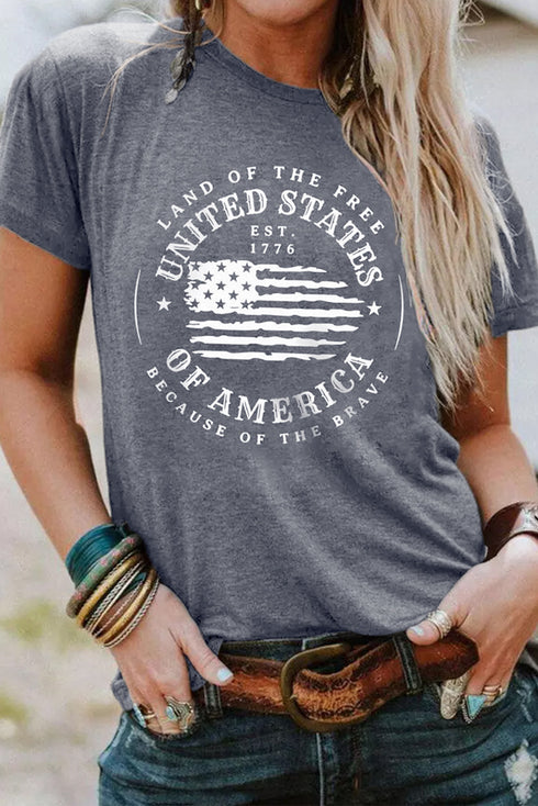 Distressed United States Graphic Print Short Sleeve Shirt