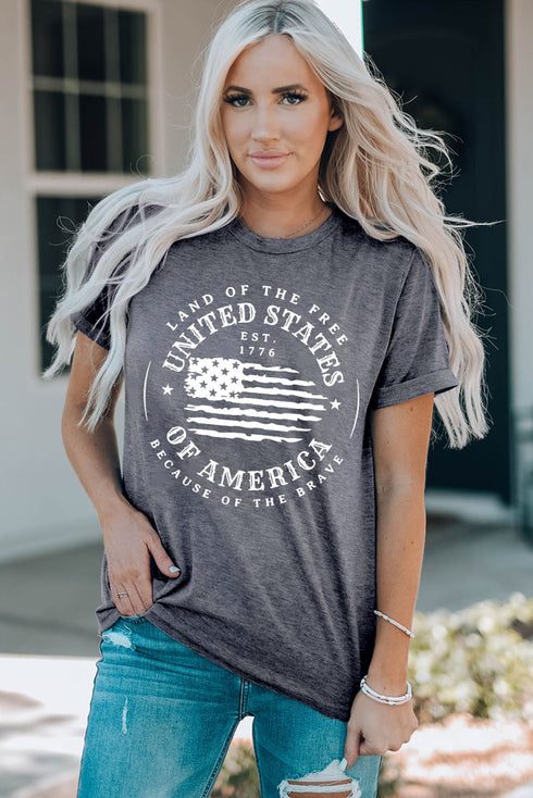 Distressed United States Graphic Print Short Sleeve Shirt