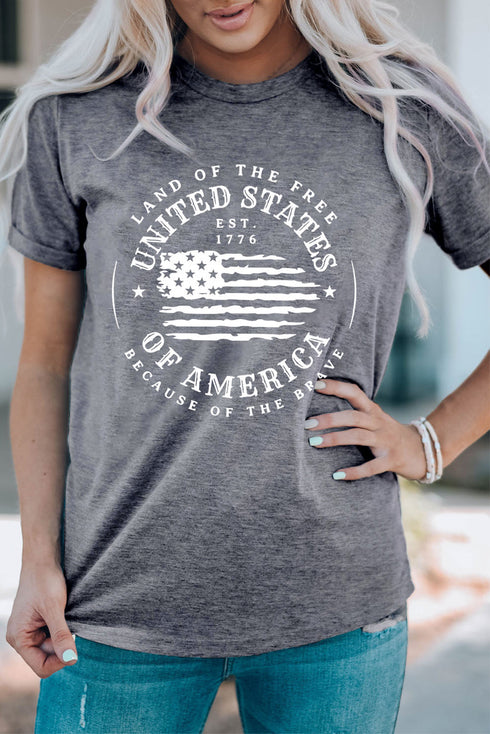 Distressed United States Graphic Print Short Sleeve Shirt