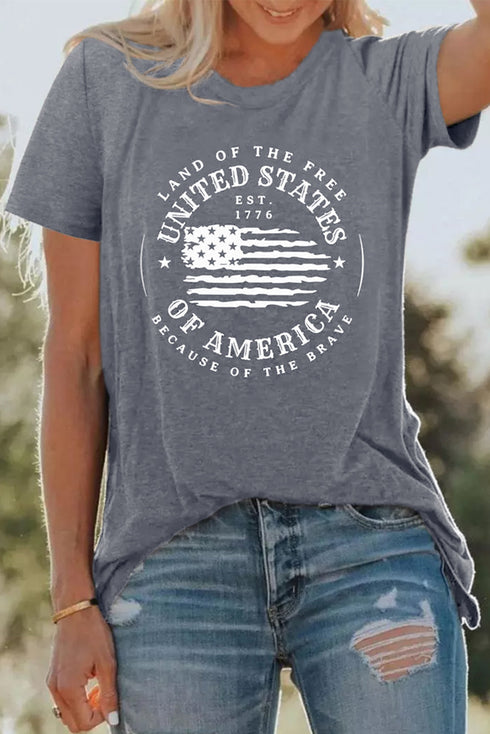 Distressed United States Graphic Print Short Sleeve Shirt