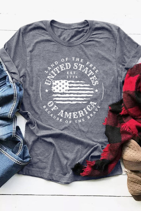Distressed United States Graphic Print Short Sleeve Shirt