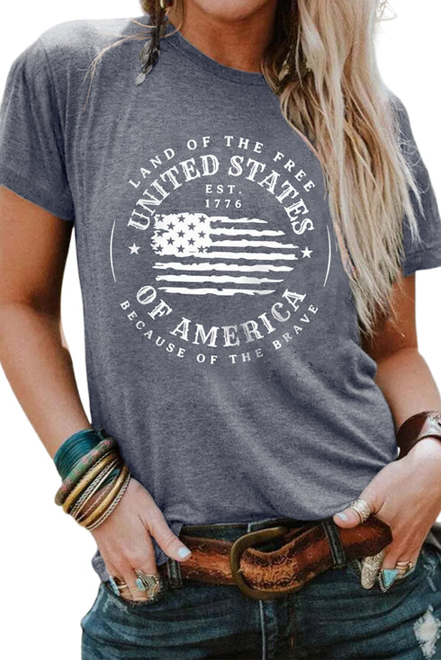 Distressed United States Graphic Print Short Sleeve Shirt