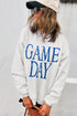 Distressed Varsity Font Graphic Crew Neck Sweatshirt