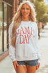 Distressed Varsity Font Graphic Crew Neck Sweatshirt