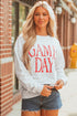 Distressed Varsity Font Graphic Crew Neck Sweatshirt