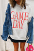 Distressed Varsity Font Graphic Crew Neck Sweatshirt