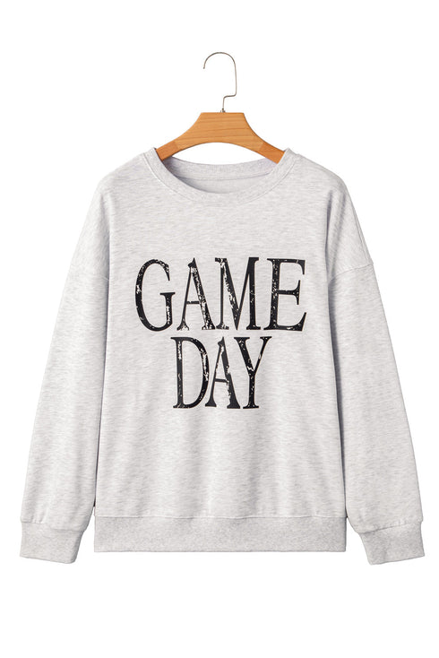 Distressed Varsity Font Graphic Crew Neck Sweatshirt