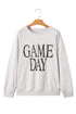 Distressed Varsity Font Graphic Crew Neck Sweatshirt