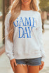 Distressed Varsity Font Graphic Crew Neck Sweatshirt