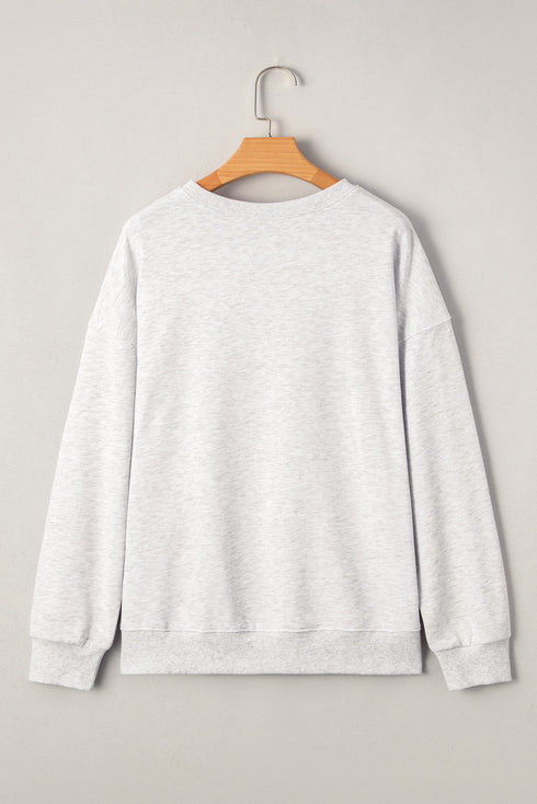 Distressed Varsity Font Graphic Crew Neck Sweatshirt