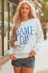 Distressed Varsity Font Graphic Crew Neck Sweatshirt