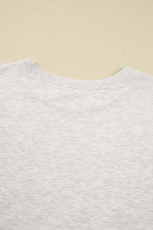Distressed Varsity Font Graphic Crew Neck Sweatshirt
