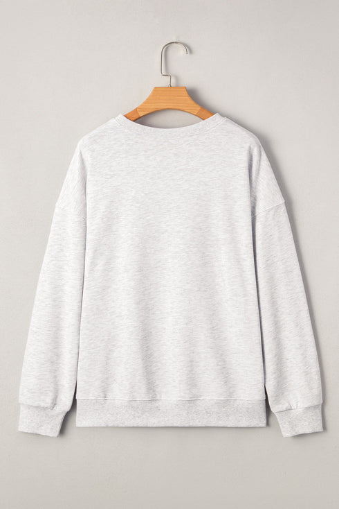 Distressed Varsity Font Graphic Crew Neck Sweatshirt