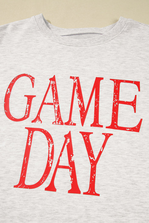 Distressed Varsity Font Graphic Crew Neck Sweatshirt