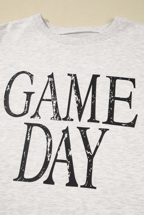 Distressed Varsity Font Graphic Crew Neck Sweatshirt